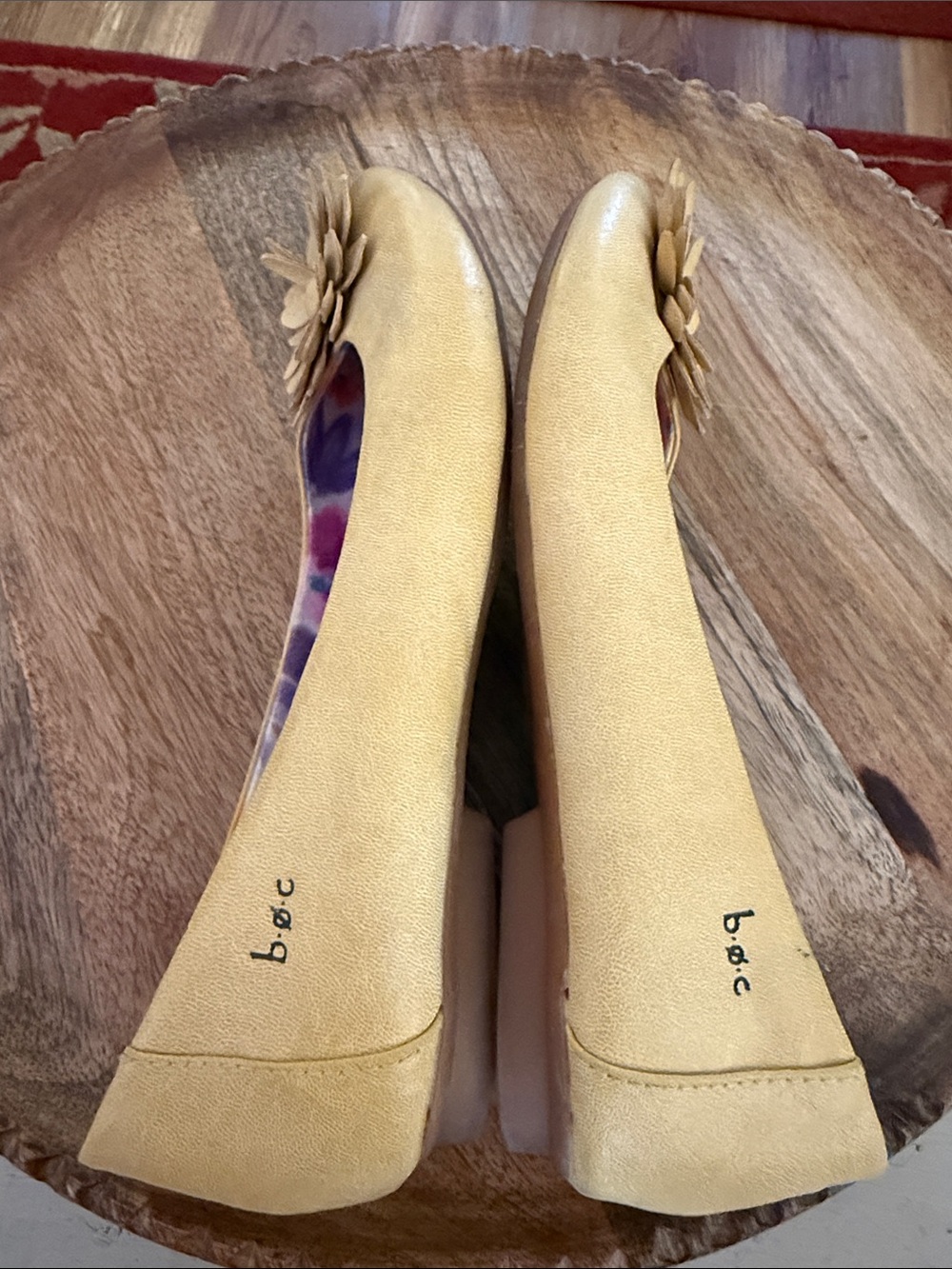 b.o.c. Born Concepts Shoes Wm 8 Yellow Faux Leather Ballet Flat Flower Summer - Picture 9 of 9